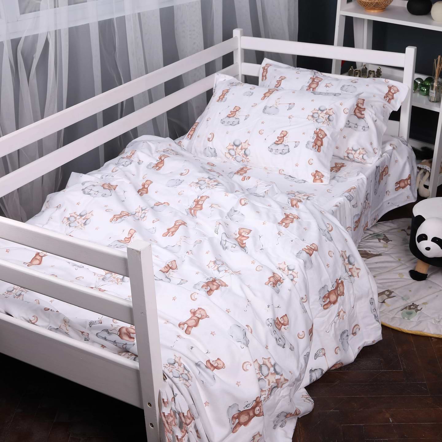 Комплект постільної білизни MirSon 200x220 см 010 Teddy ballons Фланель (2200009654121)